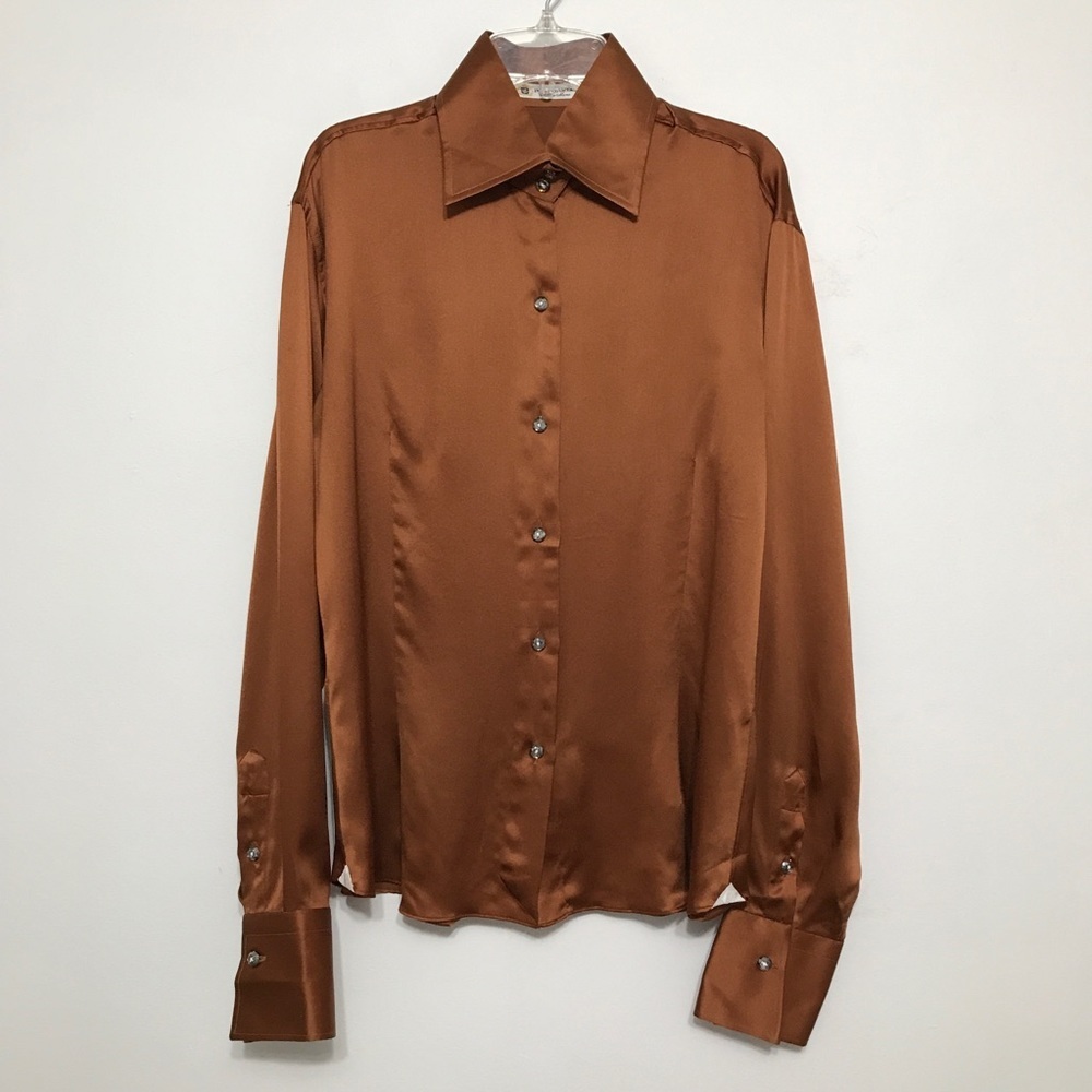 Domenico Vacca Copper Brown 100% Silk Shirt